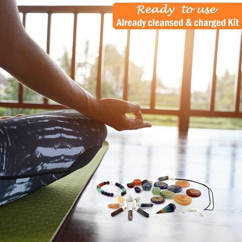 Chakra Stones Set - Crystals and Healing Stones Kit, 5 Ebooks (18 pcs) in Saudi Arabia