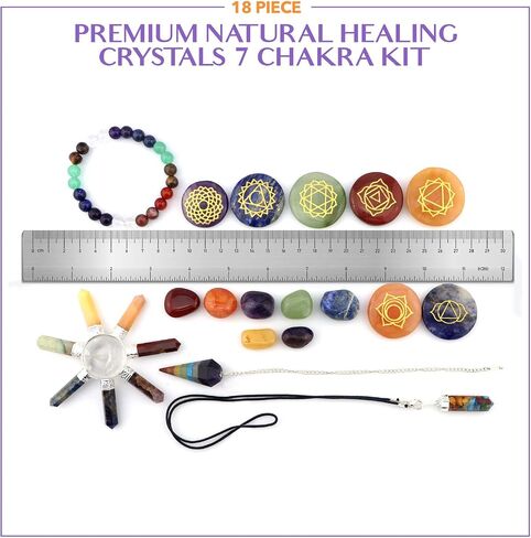 Chakra Stones Set - Crystals and Healing Stones Kit, 5 Ebooks (18 pcs) in Saudi Arabia