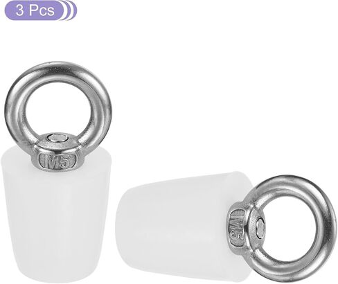 MECCANIXITY Silicone Rubber Tapered Plug 28mm to 37mm Solid Bathtub Bungs Stopper with Ring for Test Tubes, Water Pipe, Drainage Hole, White 3 Pcs in Saudi Arabia