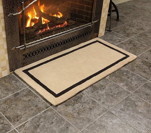 Mesa Tan Contemporary Wool Hearth Rug, Rectangular in Saudi Arabia