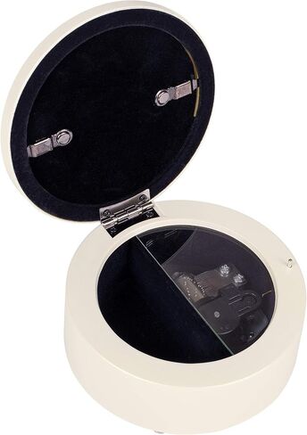 Cottage Garden Bushel and A Peck Glossy Ivory Tiny Round Music Box Plays You Light Up My Life in Saudi Arabia