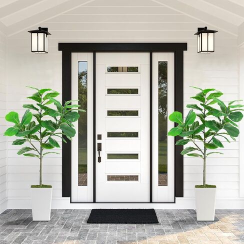 Artificial Fiddle Leaf Fig Tree 5FT, 2 Pack Faux Fiddle Leaf Fig Tree with Tall White Planter, Realistic Leaves & Natural Wood Trunk, Ideal for Home Decor and Housewarming Gift in Saudi Arabia