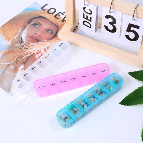 3Pcs Small Pill Organizer, Push Button (7-Day) Pill Case, Medicine Planner 2 Times a Day, Weekly Pill Organizer, Day Night Vitamin Organizer for Travel in Saudi Arabia