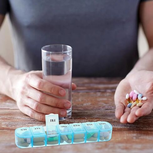 3Pcs Small Pill Organizer, Push Button (7-Day) Pill Case, Medicine Planner 2 Times a Day, Weekly Pill Organizer, Day Night Vitamin Organizer for Travel in Saudi Arabia