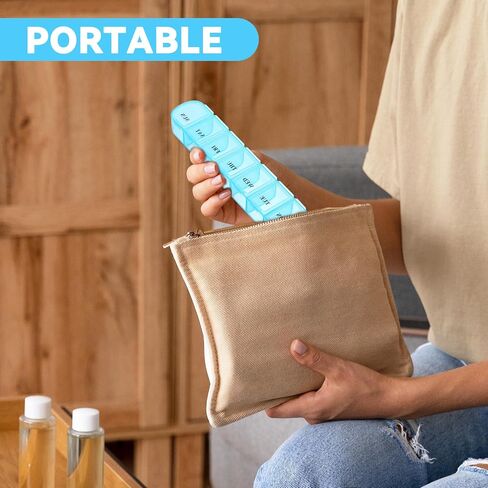 3Pcs Small Pill Organizer, Push Button (7-Day) Pill Case, Medicine Planner 2 Times a Day, Weekly Pill Organizer, Day Night Vitamin Organizer for Travel in Saudi Arabia