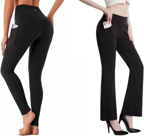 مجموعة من 2 سراويل يوجا للنساء من CAMBIVO، سراويل ضيقة للتمرين عالية الخصر مع جيوب in Kuwait