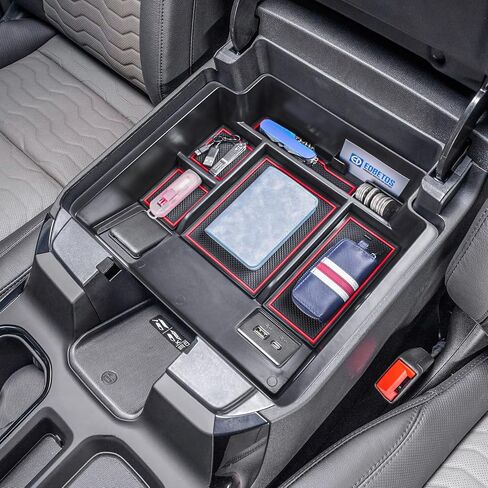 EDBETOS 2022+ Refreshed Full Console Tray Compatible with 2023 2024 GMC Sierra 1500/Chevy Silverado 1500 and 2024 2500HD 3500HD Organizer Storage (Full Console w/Bucket Seats ONLY), Black in Saudi Arabia