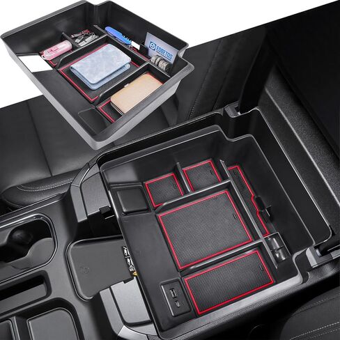 EDBETOS 2022+ Refreshed Full Console Tray Compatible with 2023 2024 GMC Sierra 1500/Chevy Silverado 1500 and 2024 2500HD 3500HD Organizer Storage (Full Console w/Bucket Seats ONLY), Black in Saudi Arabia