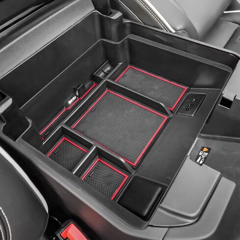 EDBETOS 2022+ Refreshed Full Console Tray Compatible with 2023 2024 GMC Sierra 1500/Chevy Silverado 1500 and 2024 2500HD 3500HD Organizer Storage (Full Console w/Bucket Seats ONLY), Black in Saudi Arabia