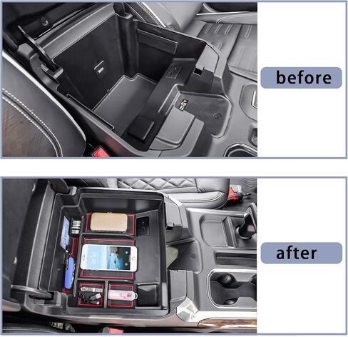 EDBETOS 2022+ Refreshed Full Console Tray Compatible with 2023 2024 GMC Sierra 1500/Chevy Silverado 1500 and 2024 2500HD 3500HD Organizer Storage (Full Console w/Bucket Seats ONLY), Black in Saudi Arabia