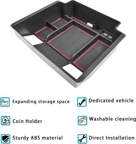 EDBETOS 2022+ Refreshed Full Console Tray Compatible with 2023 2024 GMC Sierra 1500/Chevy Silverado 1500 and 2024 2500HD 3500HD Organizer Storage (Full Console w/Bucket Seats ONLY), Black in Saudi Arabia