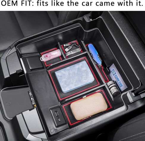 EDBETOS 2022+ Refreshed Full Console Tray Compatible with 2023 2024 GMC Sierra 1500/Chevy Silverado 1500 and 2024 2500HD 3500HD Organizer Storage (Full Console w/Bucket Seats ONLY), Black in Saudi Arabia