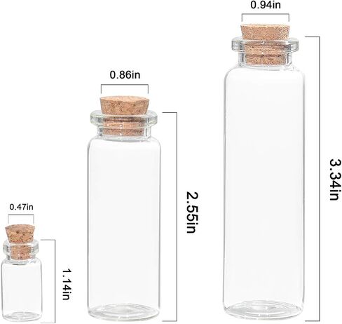 80PCS Mini Glass Bottles with Corks 50pcs 1.5ml and 12pcs 14ml and 18pcs 25ml(120pcs Eye Screws,30 Meters Twine and 3pcs Funnel) in Saudi Arabia