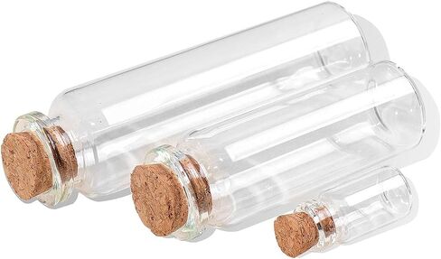 80PCS Mini Glass Bottles with Corks 50pcs 1.5ml and 12pcs 14ml and 18pcs 25ml(120pcs Eye Screws,30 Meters Twine and 3pcs Funnel) in Saudi Arabia