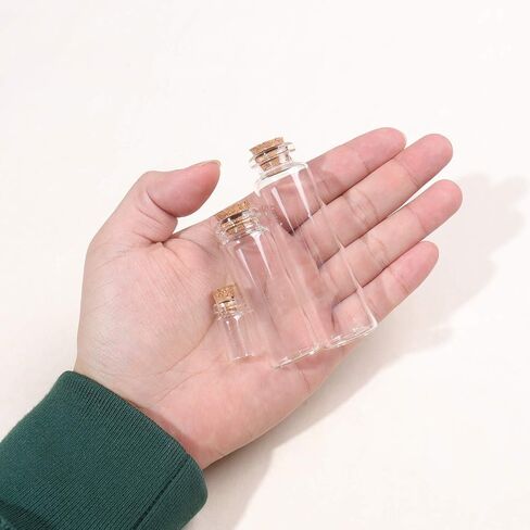 80PCS Mini Glass Bottles with Corks 50pcs 1.5ml and 12pcs 14ml and 18pcs 25ml(120pcs Eye Screws,30 Meters Twine and 3pcs Funnel) in Saudi Arabia