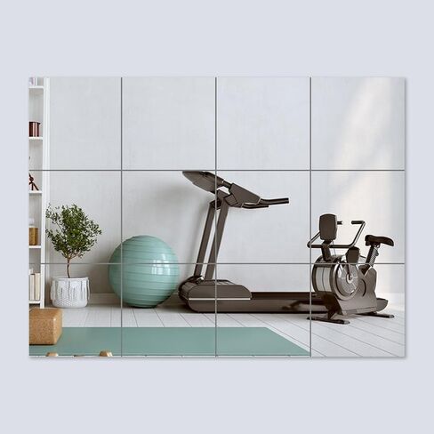 Full Length Wall Mirror, 16 Pcs 14" x 12" Full Body Mirror Tiles for Bedroom Home Gym Door Dorm, 2mm Thickened Acrylic Mirror Stickers for Walls in Saudi Arabia