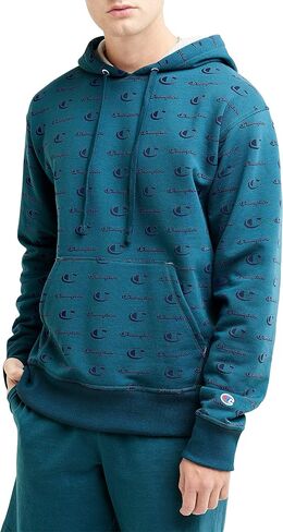 Champion Powerblend Hoodie for Men, Hooded Sweatshirt, All Over Classic Script in Saudi Arabia