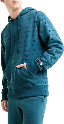 Champion Powerblend Hoodie for Men, Hooded Sweatshirt, All Over Classic Script in Saudi Arabia
