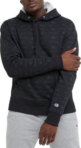 Champion Powerblend Hoodie for Men, Hooded Sweatshirt, All Over Classic Script in Saudi Arabia