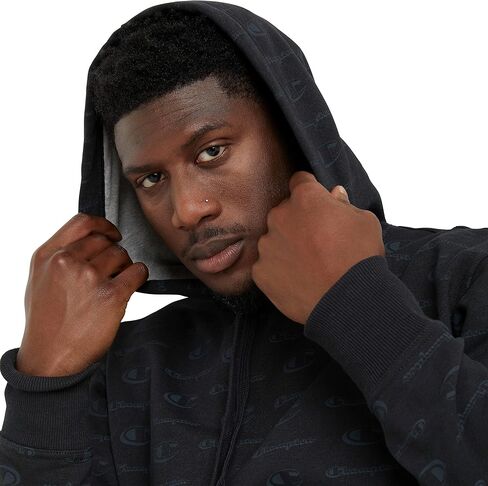 Champion Powerblend Hoodie for Men, Hooded Sweatshirt, All Over Classic Script in Saudi Arabia