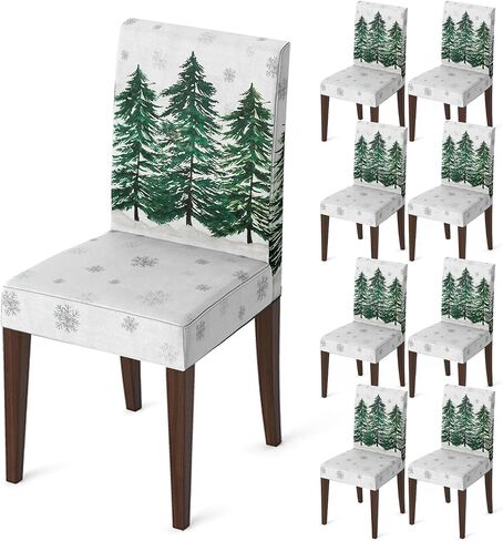 Horaldaily 4PCS Christmas Dining Chair Covers,Watercolor Christmas Pine Trees Stretch Removable Washable Slipcover Chair Protector for Dining Room Home Decor in Saudi Arabia