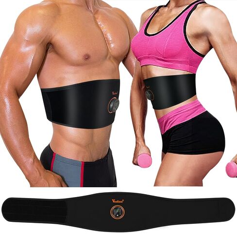 ABS Stimulator Muscle Toner Flex Fitness Belt for Waist Trimmers FDA Cleared AB Machine Abdominal Toning Ems Electro Stimulators Body Exercise Equipment Abdomen Home Office Workout Orange in Saudi Arabia