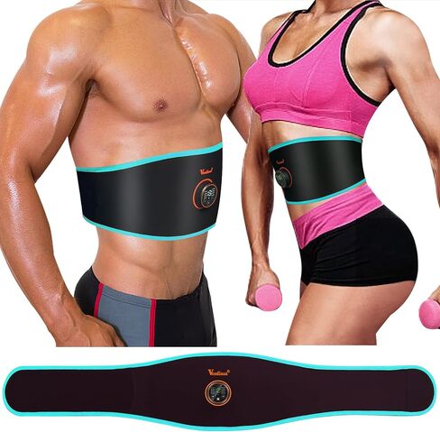 ABS Stimulator Muscle Toner Flex Fitness Belt for Waist Trimmers FDA Cleared AB Machine Abdominal Toning Ems Electro Stimulators Body Exercise Equipment Abdomen Home Office Workout Orange in Saudi Arabia