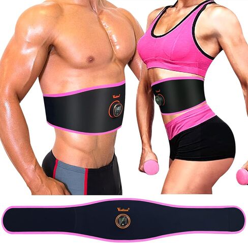 ABS Stimulator Muscle Toner Flex Fitness Belt for Waist Trimmers FDA Cleared AB Machine Abdominal Toning Ems Electro Stimulators Body Exercise Equipment Abdomen Home Office Workout Orange in Saudi Arabia