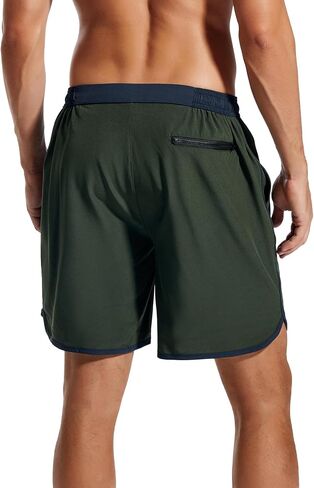 SILKWORLD Mens Bathing Suit with Compression Liner 7 Inch Swimsuit Trunks Summer Quick Dry Board Shorts, Dark Green, X-Large in Saudi Arabia