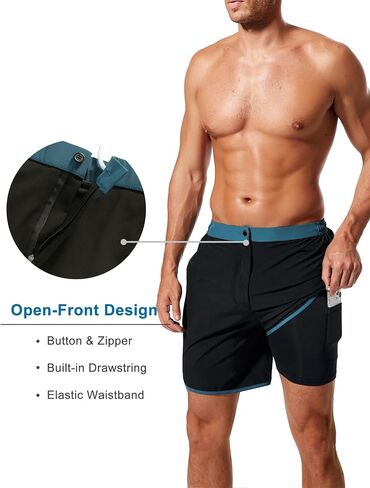 SILKWORLD Mens Bathing Suit with Compression Liner 7 Inch Swimsuit Trunks Summer Quick Dry Board Shorts, Dark Green, X-Large in Saudi Arabia