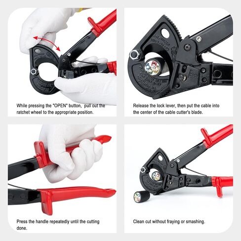 Ratchet Cable Cutter - Heavy Duty Aluminum Copper Ratchet Wire Cutter for Cutting Electrical Wire up to 240mm²/600MCM Cutter Pliers in Saudi Arabia
