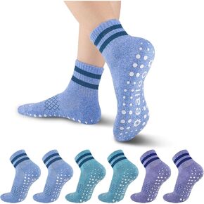 Pilates Grip Socks for Women Non Slip Grippy Athletic Yoga Socks for Barre Ballet Hospital 3 Pairs