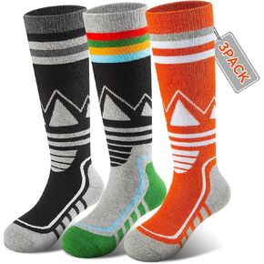 Merino Wool Kids Ski Socks 2 Pairs/3 Pairs Warm Thick OTC Snow Socks for Boys Girls Winter Skiing Snowboarding in Saudi Arabia