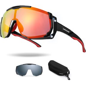 Odoland Cycling Sunglasses, Magnetic Lenses UV400 Polarized Sports Sunglasses for Baseball MTB Running Baseball Men Women