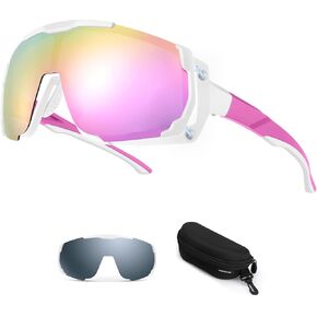 نظارات شمسية Odoland لركوب الدراجات، عدسات مغناطيسية UV400 نظارات شمسية رياضية مستقطبة للبيسبول MTB الجري البيسبول للرجال والنساء in Kuwait