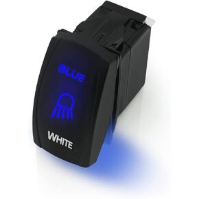THALASSA 12V 4-Pin Blue and White ON-OFF-ON Rocker Control Switch for Installation (12V/24V) on Car, Motorcycle, Bus, Ship, RV, Boat, Trailer, to Control Devices of Low Power Equipment