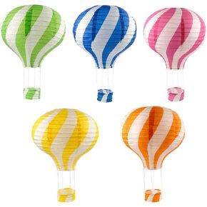 Semetall 5Pcs Hanging Hot Air Balloon Paper Lanterns,Paper Lanterns Decorative for Party Wedding Birthday Decor,Multicolor, LW3016