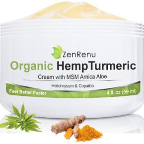 كريم المفاصل والكركم من القنب العضوي من زينرينو وكريم العضلات مع زهرة الأرنيكا وميثيل سلفونيل ميثان ومستخلص زيت القنب و7 زيوت عطرية - غير دهنية وسريعة الامتصاص للظهر والرقبة والمرفقين والركبتين والورك 2 أونصة in Kuwait
