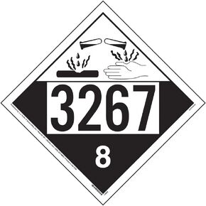 3267 Placard, Class 8 Corrosive 25-pk. - 10.75" x 10.75" Removable Self Adhesive Vinyl for Temporary Applications - J. J. Keller & Associates - Complies with DOT Hazmat Placard Requirements