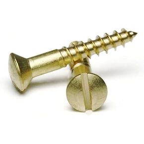 #6 x 1-1/2 Brass Wood Screws, Oval Head, Slotted Drive - (Pack of 100) Solid Brass Plain Finish, Screw Size: #6, Length: 1-1/2 inches
