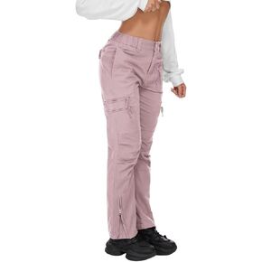 Cargo Hiking Pants for Women Tactical Baggy Pants Women's Casual Y2K with 6 Zipper Pockets No Belt