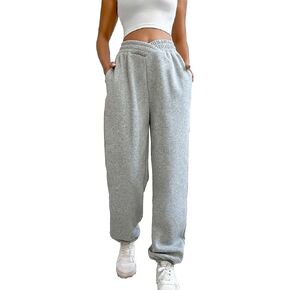 Women's Crossover High Waisted Athletic Baggy Sweatpants Y2K Casual Sports Yoga Jogger Pants with Pockets