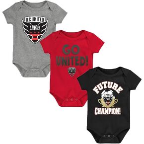 Outerstuff D.C. United 3-Pack Born To Win Team Logo Newborn/Infant Baby Bodysuit Onesie