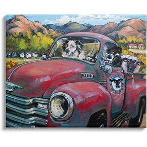 Stupell Industries Dogs in Vintage Truck Canvas Wall Art by CR Townsend