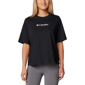 Columbia Women's North Cascades Relaxed Tee, Black/Gem Columbia, Medium