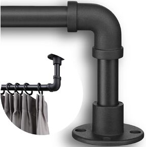 Room Divider Curtain Rods - Adjustable Black Pipe Curtain Rod for Windows 28 to 48-62 inch - 1 Inch Industrial Outdoor Wrap Around Curtain Rods for Patio with Bracket
