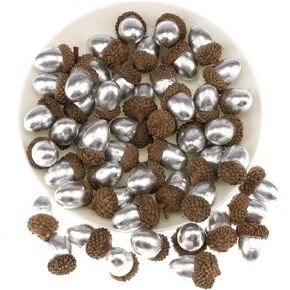 Gresorth 50pcs High Grade Artificial White Acorn Decoration Fake Acorns for Home Wedding Decor Vase Filler DIY Table Crafting Material