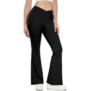 Little Donkey Andy Women's Flare Leggings Cross High-Waisted Yoga Pants Athletic Casual Length Pants