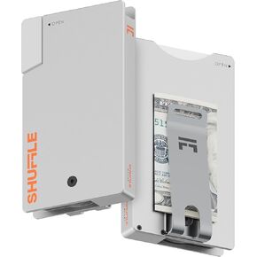 محفظة Shuffle Life للرجال، فتحة لسطح البطاقات، تصميم نحيف وحجب Rfid، محفظة من الألومنيوم للبطاقات ومشبك النقود (أسود نيون)