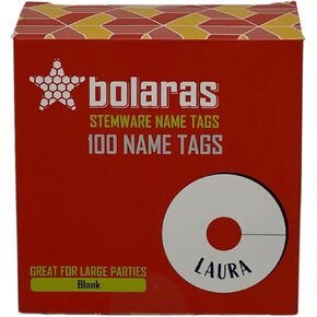 علامات اسم مشروب Bolaras Stemware لكؤوس النبيذ (100 علامة)، مزامير الشمبانيا، أو الكوكتيلات، علامات تعريف لطيفة يمكنك صنعها بنفسك، بطاقة ورقية للاستعمال مرة واحدة لضيوف الحفلات - فارغة